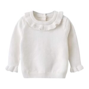 Fural Elegant Ruffled Cotton Sweater Soft Stylish